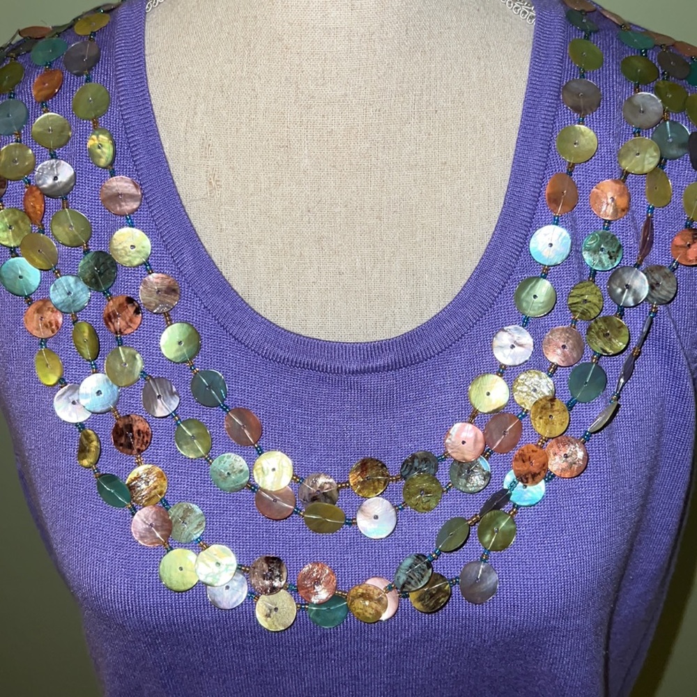 Joseph A Multicolored Shell Bead Embellished Knit… - image 2